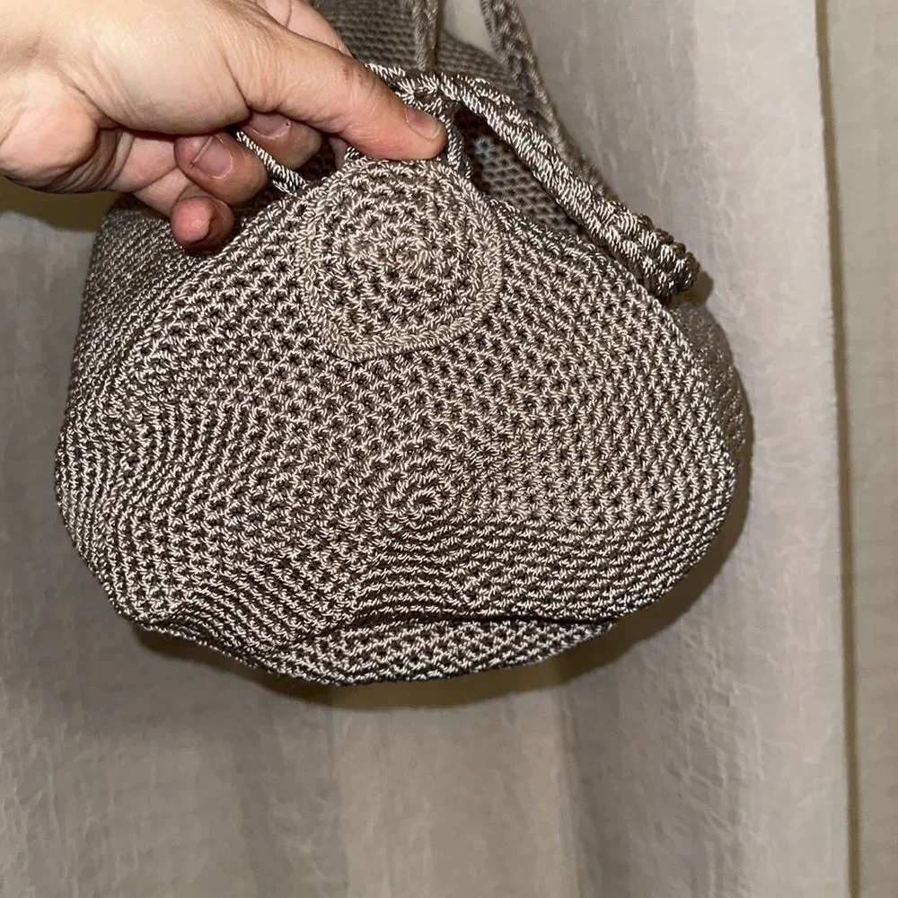 The Sak Tan Macrame Backpack String Bag Purse